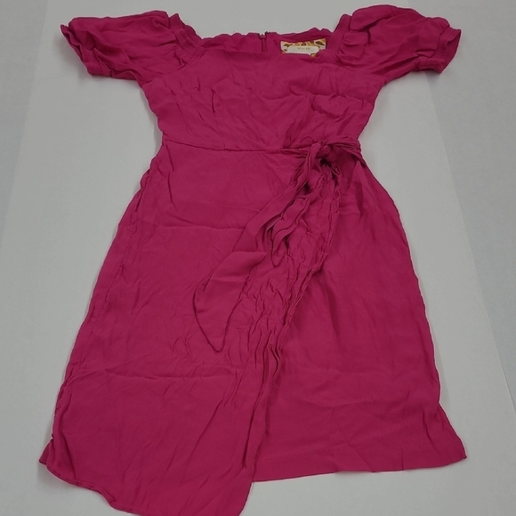 Anthropologie Maeve Pink Faux Wrap Asymetrical Dress Size 2 - Picture 4 of 12